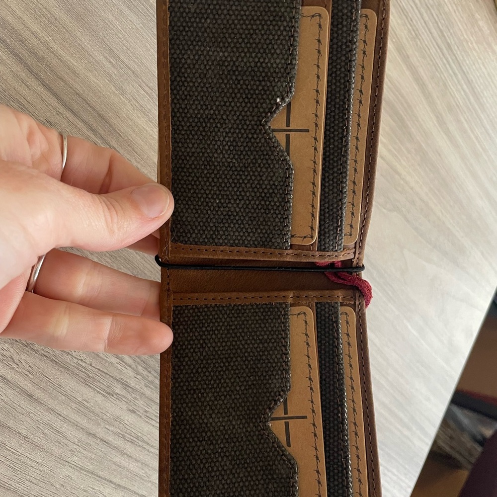 STS Ranchwear Brown Canvas & Leather Men's Bifold Waller - Picture 2 of 4